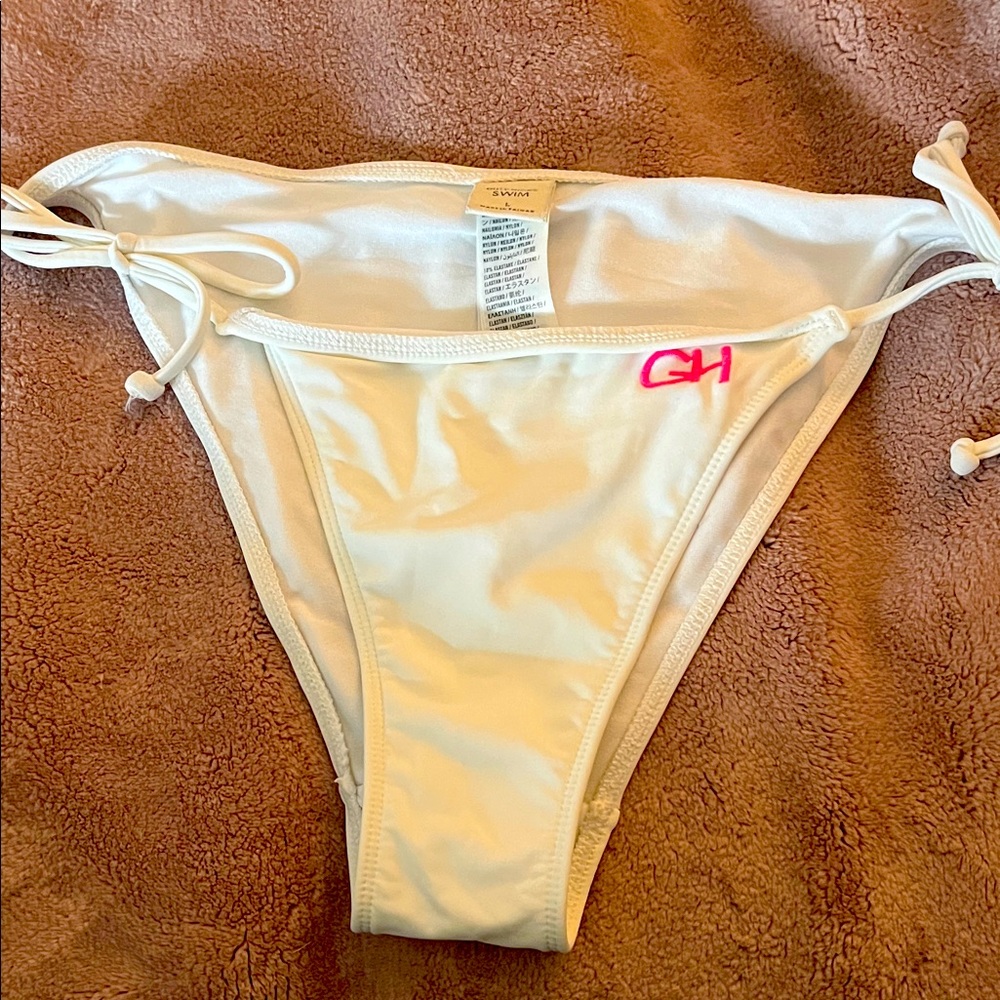 Gilly Hicks White Bikini Bottom with Pink Detail